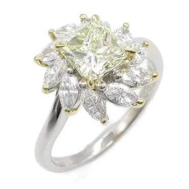 JEWELRY Diamond Ring Pt900 Platinum Yellow Used women US size 5.5