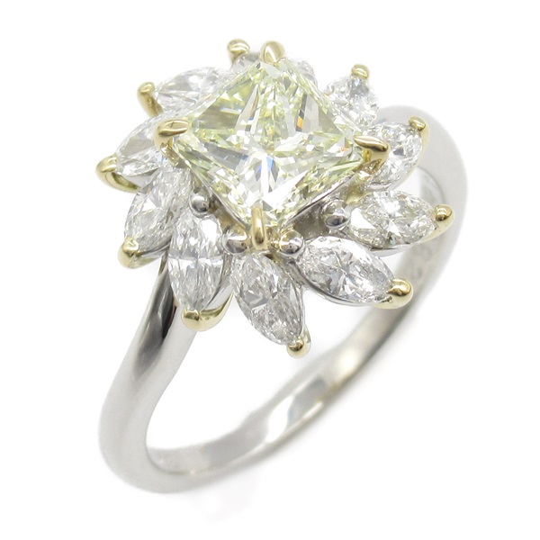 JEWELRY Diamond Ring Pt900 Platinum Yellow Used women US size 5.5