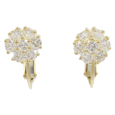 JEWELRY Diamond cluster screw back earrings 18KYG Yellow Gold Used women