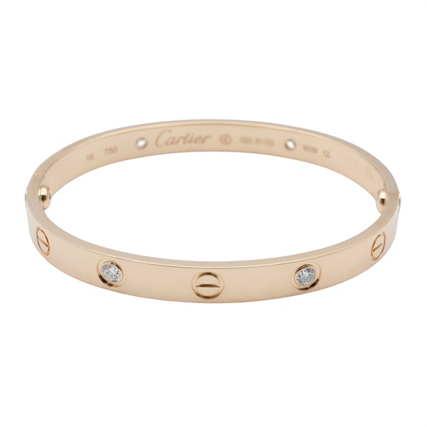 CARTIER Love 4P Diamond Bracelet 18KPG Pink Rose Gold Used Women #16