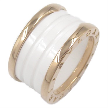 BVLGARI B-zero1 ring ceramic 18KPG Gold White Used women US size 5.75 #51