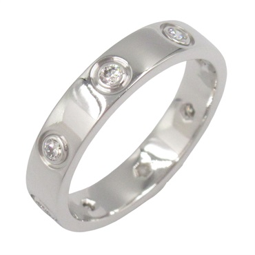 CARTIER Mini Love 8P Diamond Ring 18KWG White Gold Used women US size 5.25 #50