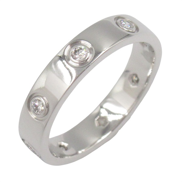 CARTIER Mini Love 8P Diamond Ring 18KWG White Gold Used women US size 5.25 #50