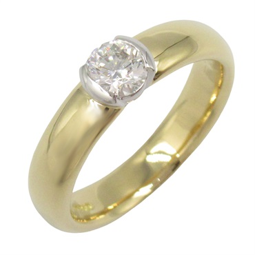 TIFFANY＆CO Solitaire Ring 18KYG Gold Pt950 Diamond Used women US size 5.25