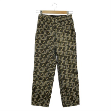 FENDI FF logo pattern Pants polyester Brown Used Women #27