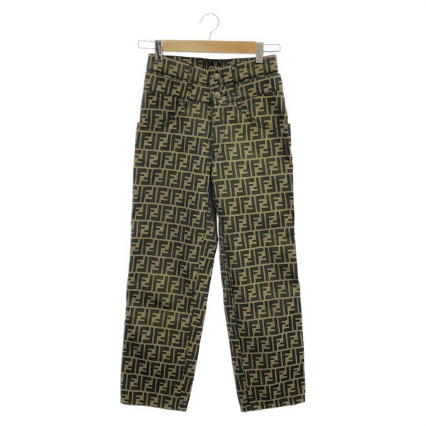 FENDI FF logo pattern Pants polyester Brown Used Women #27