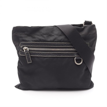 PRADA Crossbody Shoulder Bag Nylon leather Black Used Women