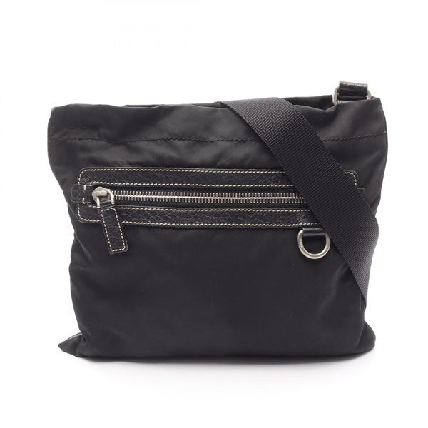 PRADA Crossbody Shoulder Bag Nylon leather Black Used Women