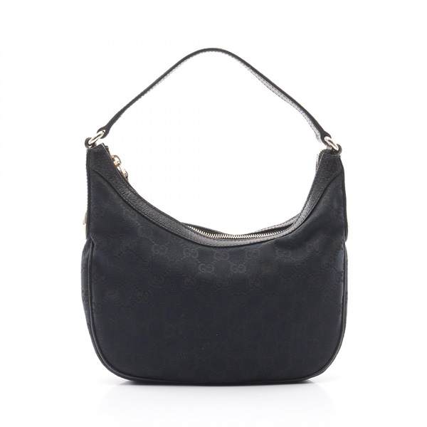 GUCCI Charmy GG Canvas Hobo Shoulder Handbag 154395 Leather Black Used Women