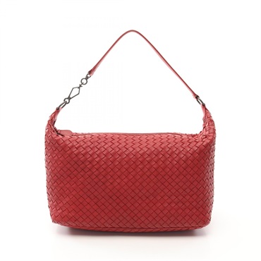 BOTTEGA VENETA Intrecciato Shoulder Bag leather Red Used Women