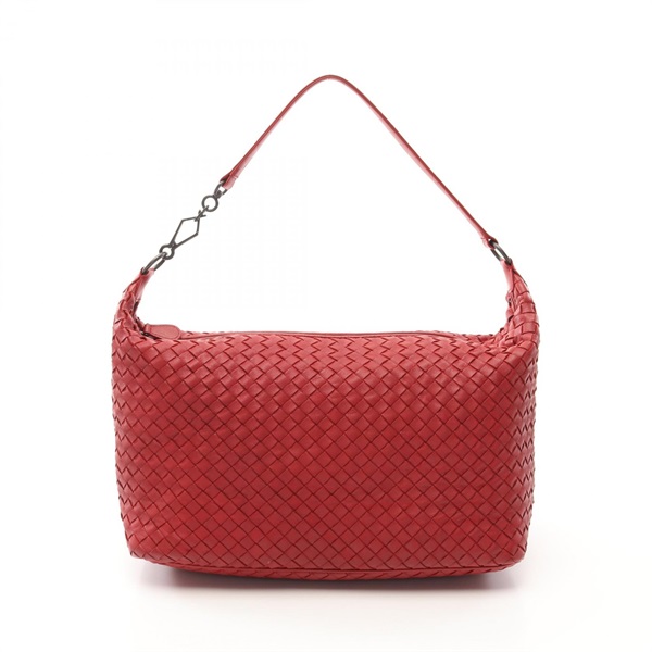 BOTTEGA VENETA Intrecciato Shoulder Bag leather Red Used Women