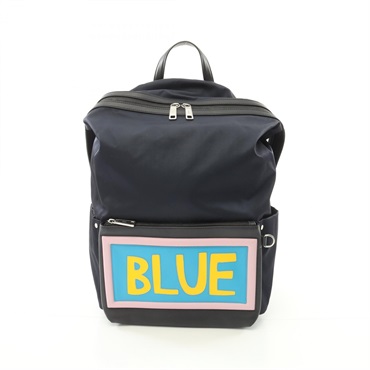 FENDI Vocabulary BLUE Rucksack Backpack bag 7VZ035 Nylon leather Navy Used mens