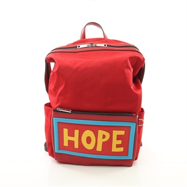 FENDI Vocabulary HOPE Rucksack Backpack bag 7VZ035 Nylon leather Red Used