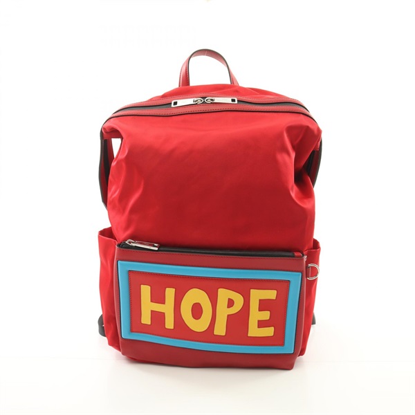 FENDI Vocabulary HOPE Rucksack Backpack bag 7VZ035 Nylon leather Red Used