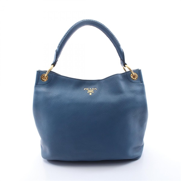 PRADA Shoulder Hand Tote Bag BR4712 leather Blue Used Women GHW