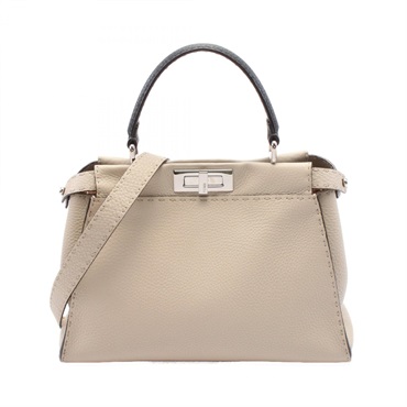 FENDI Peek-a-boo regular Hand shoulder crossbody bag 8BN290 3PE leather Beige