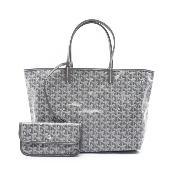 GOYARD Saint Louis PM Tote Bag PVC coated canvas Gray White Used Women