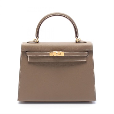 HERMES Kelly 25 Hand shoulder bag B Outside stitched038416CC Epsom Etoupe GHW