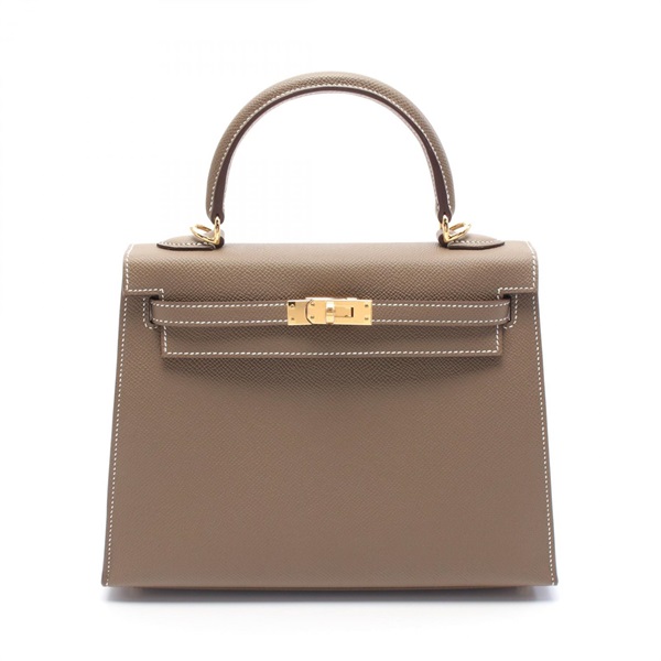 HERMES Kelly 25 Hand shoulder bag B Outside stitched038416CC Epsom Etoupe GHW