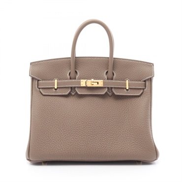 HERMES Birkin 25 Handbag W 041344CC Togo leather Etoupe Grey Used GHW