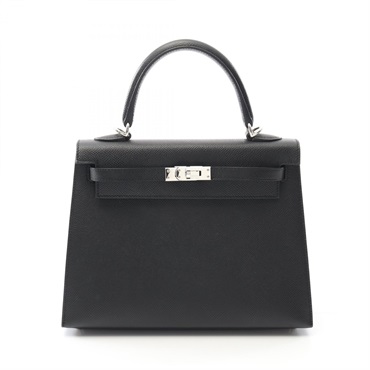 HERMES Kelly 25 Hand shoulder bag U Outside stitched 038416CK Epsom Black SHW