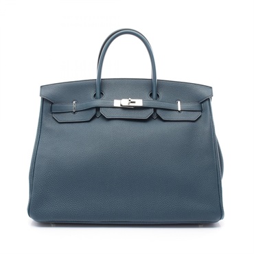 HERMES Birkin 40 Hand bag Z 030275CK Togo leather Blue Colvert Used SHW