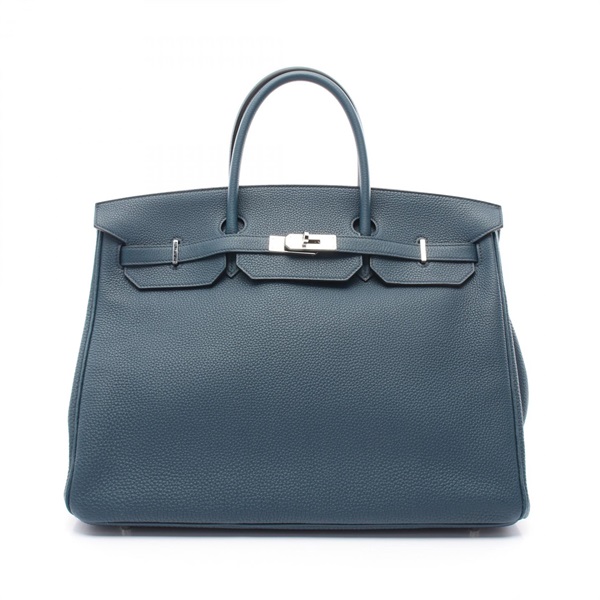 HERMES Birkin 40 Hand bag Z 030275CK Togo leather Blue Colvert Used SHW