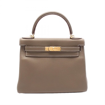 HERMES Kelly 28 Hand bag W Inside stitched027630CC Taurillon Clemence Etoupe GHW