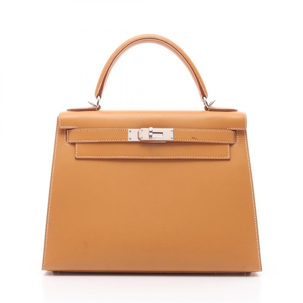 HERMES Kelly 28 Hand shoulder bag E Chamonix leather Natural sable Used SHW