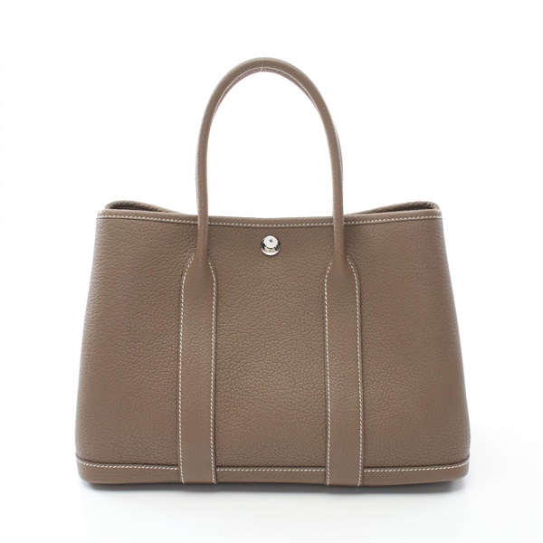 HERMES Garden party TPM Tote Bag 051568CK Negonda leather Etoupe Grey Used Z SHW