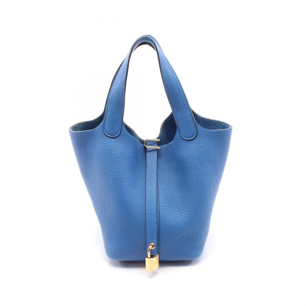 HERMES Picotin Lock PM Hand bag D Taurillon Clemence Blue zellige Used GHW