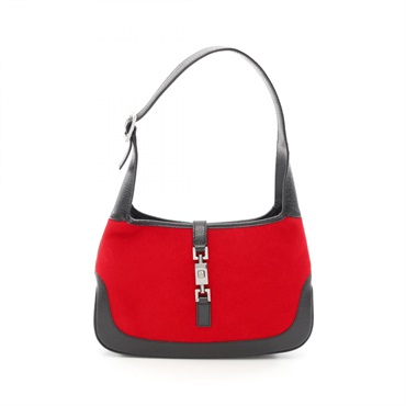 GUCCI Jackie Shoulder Bag 001 3735 Wool Leather Red Black Used Women SHW