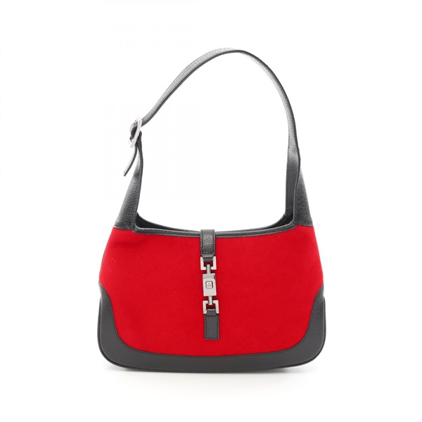 GUCCI Jackie Shoulder Bag 001 3735 Wool Leather Red Black Used Women SHW
