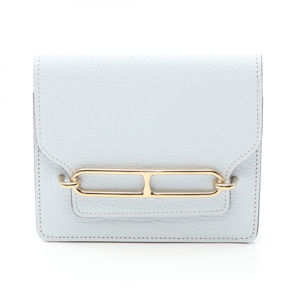 HERMES Roulis Slim Bi-fold wallet 082213CP Chevre leather Blue Used Women GHW Z