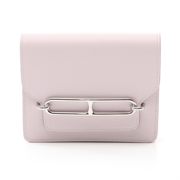 HERMES Roulis slim Bi-fold wallet purse B 082212CK Evercolor mauve pale SHW