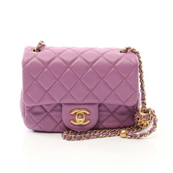 CHANEL Mini Materasse Chain Shoulder Bag AS1786 Lambskin Purple Used GHW