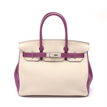 HERMES Birkin 30 Hand bag Y Togo leather anemone Beton Used SHW matt