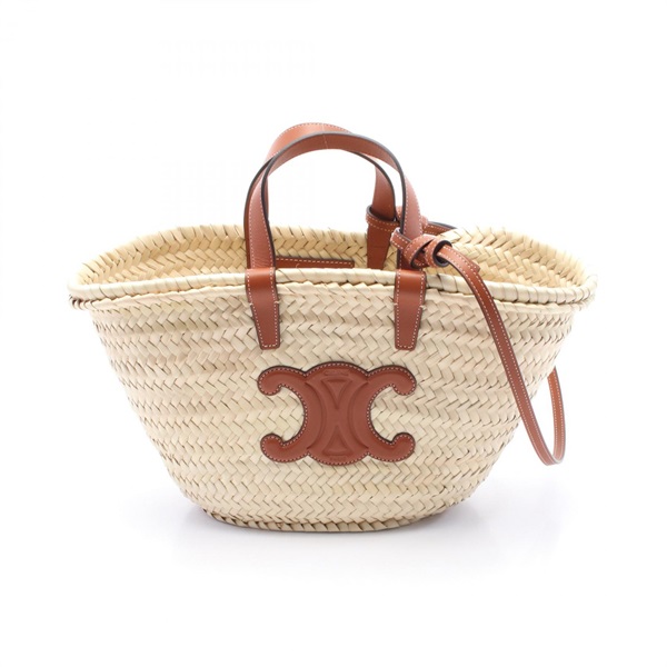 CELINE Teen Triomphe Classic Pannier Hand shoulder bag 113832EFA04LU raffia tan