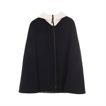 LOUIS VUITTON Double Face Cape coat RW251WW wool silk Black White Used Women #36