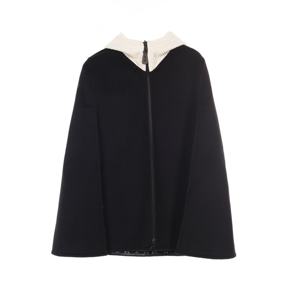 LOUIS VUITTON Double Face Cape coat RW251WW wool silk Black White Used Women #36