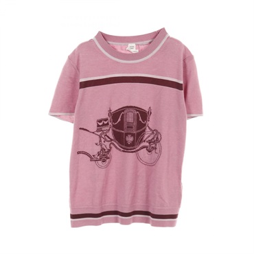 HERMES Twillaine ex-libris T-shirt #36 3E2800D7 silk cashmere Pink Used