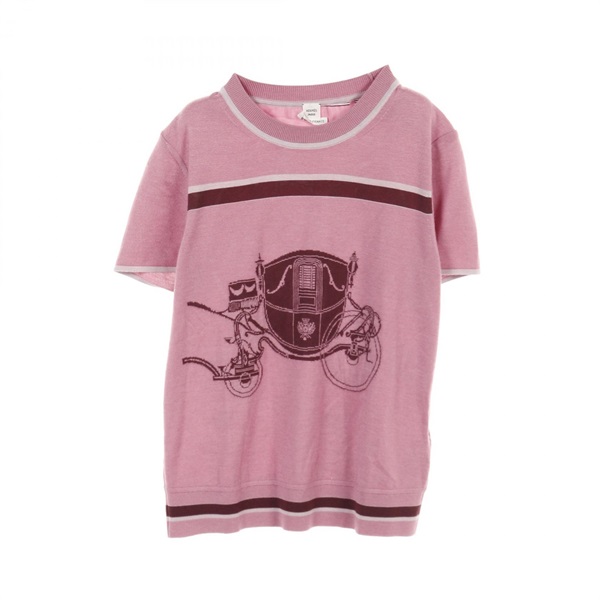 HERMES Twillaine ex-libris T-shirt #36 3E2800D7 silk cashmere Pink Used