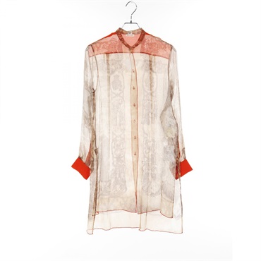 HERMES SPLENDEUR DES MAHARAJAS blouse shirt #36 silk Brown White Used