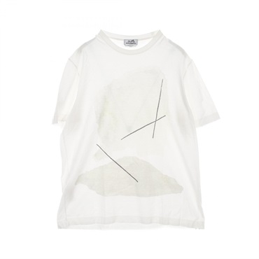 HERMES T-shirt #XXL short sleeves 51-5730 cotton White Gray Used