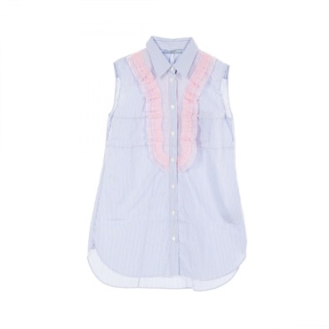 PRADA Sleeveless Blouse Shirt cotton Blue White Pink Size 44 Used Women