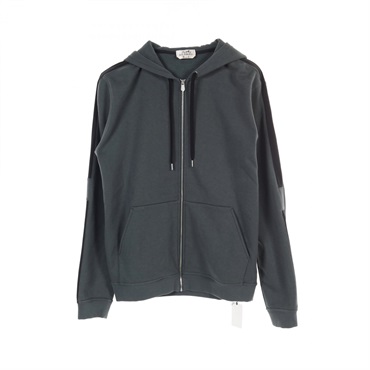 HERMES Hoodie sweatshirt jacket #L 02-5753 cotton Nylon Green Black Used