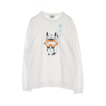 HERMES Scub'H sweatshirt #XL 31-5761 cotton White Used mens