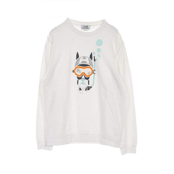 HERMES Scub'H sweatshirt #XL 31-5761 cotton White Used mens