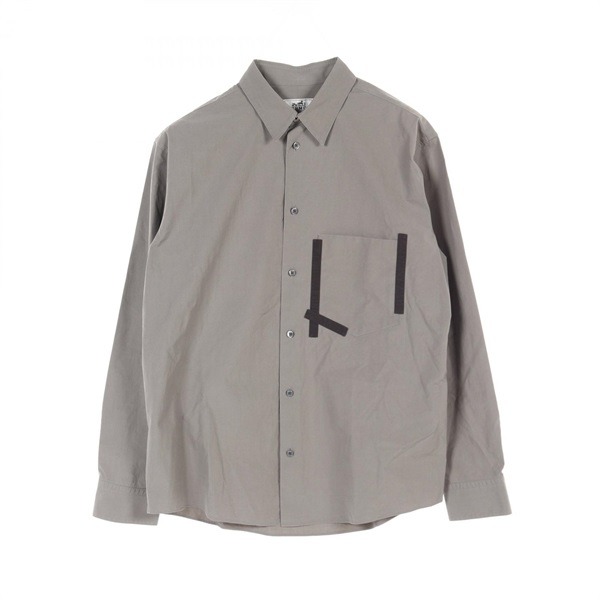 HERMES tops shirt #41 cotton Gray Used mens