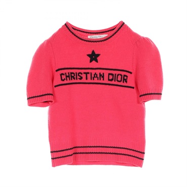 Christian Dior logo Knit 224S09AM308 wool Cashmere and Pink Black #F34 Women